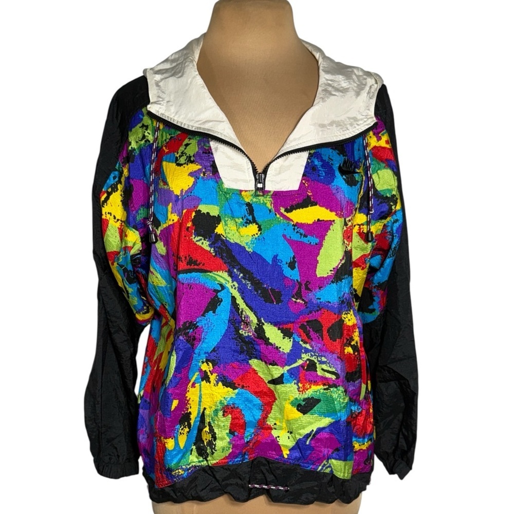 Nike 1990’s bright bold multicolor abstract print windbreaker Unisex Size Small